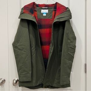 COLUMBIA Men’s Green Hooded Flannel Lined Jacket